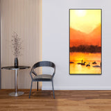 Swans in Lake at Sunset Canvas Wall Painting - Decor Smart