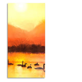 Swans in Lake at Sunset Canvas Wall Painting - Decor Smart
