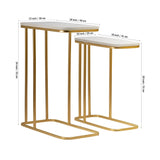 Tehran Rectangle Iron Stand Side Marble Table Set of 2 - Decor Smart