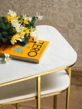 Tehran Rectangle Iron Stand Side Marble Table Set of 2 - Decor Smart