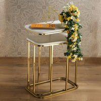 Tehran Rectangle Iron Stand Side Marble Table Set of 2 - Decor Smart