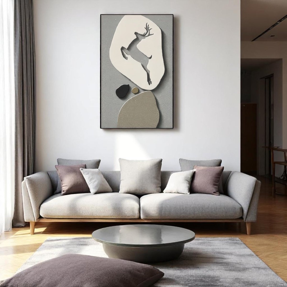 Textured Animal Modern Deer Silhouette 3D Wall Art Home Decor