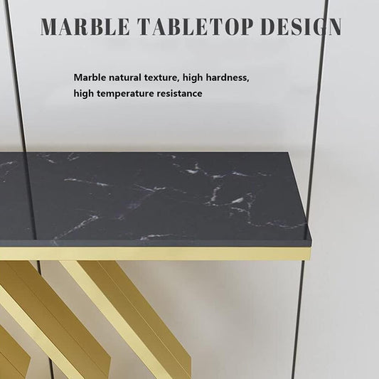 The Essence Of Style Black Marble Golden Console Table - Decor Smart