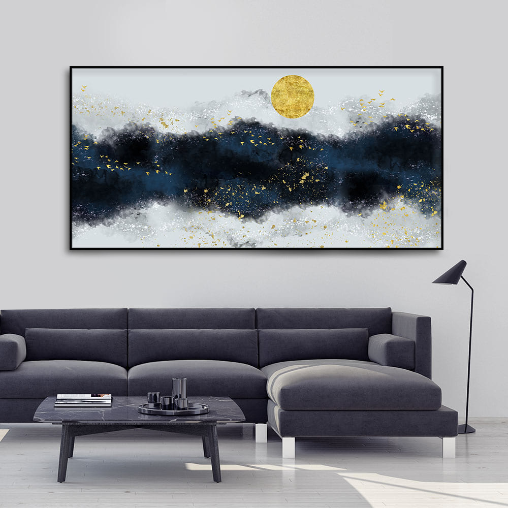 Golden Moon Glow – Modern Abstract Wall Art | Decor Smart