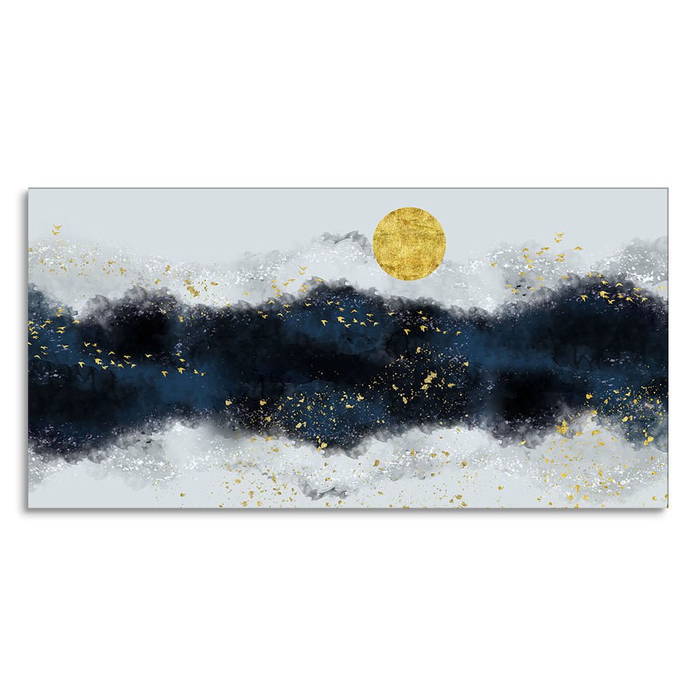 Golden Moon Glow – Modern Abstract Wall Art | Decor Smart