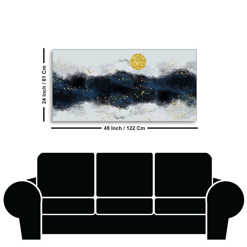 Golden Moon Glow – Modern Abstract Wall Art | Decor Smart