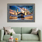 The Kaaba Masjid al-Haram Floral Border Canvas Wall Painting