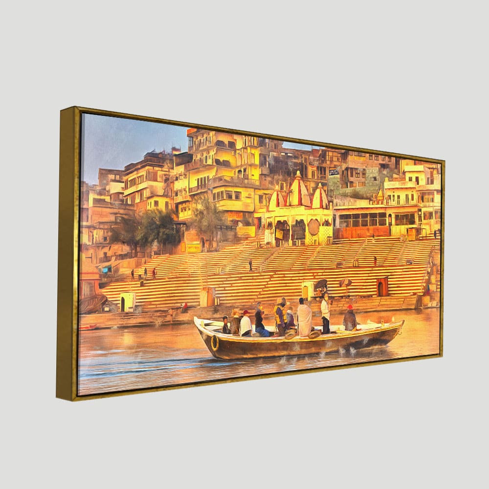 The Sacred Land Of Banaras Scenery Premium Canvas Wall Painting - Decor Smart