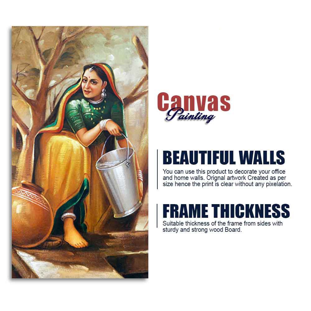 The Village Well Vertical Canvas Wall Painting - Decor Smart