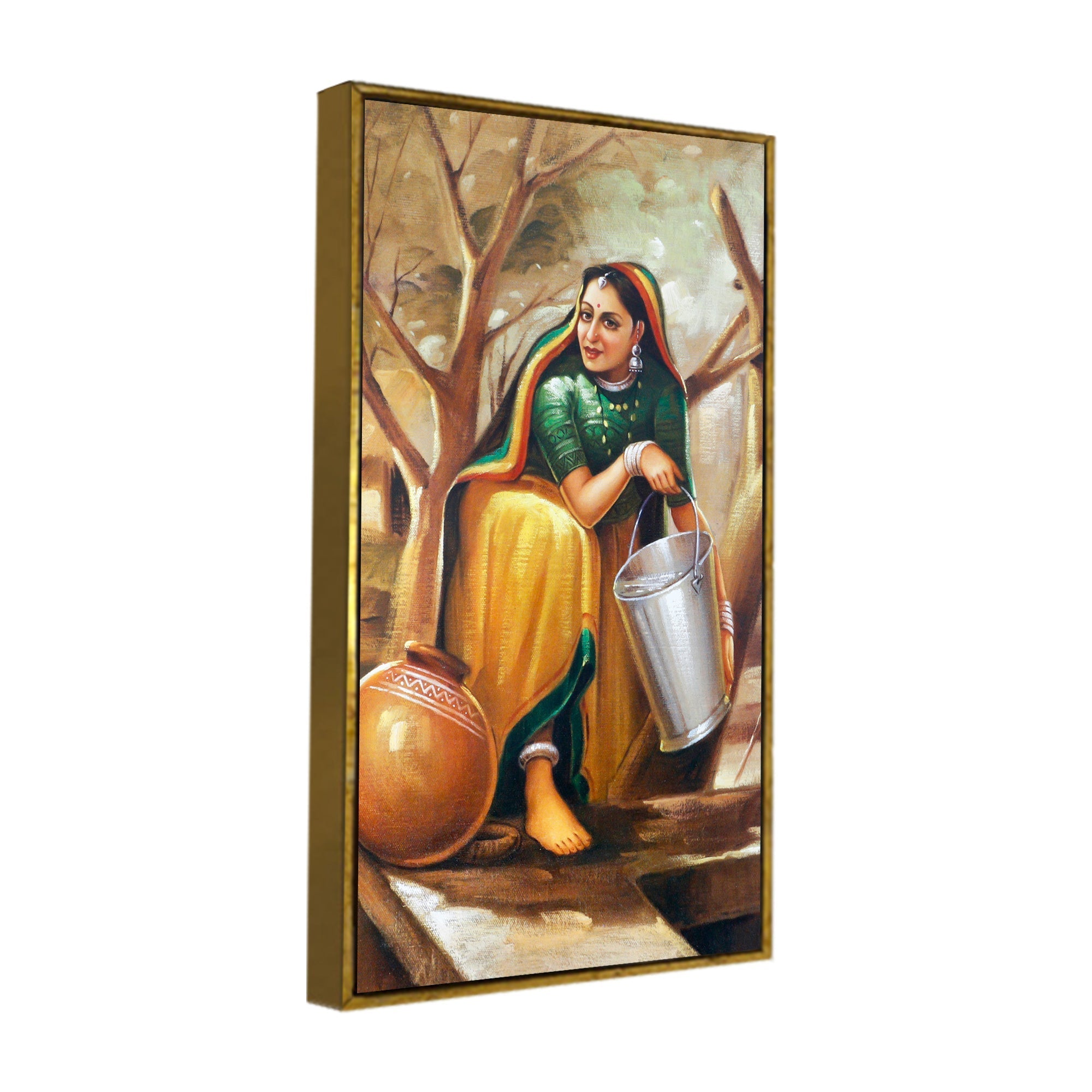 The Village Well Vertical Canvas Wall Painting - Decor Smart