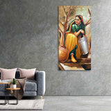The Village Well Vertical Canvas Wall Painting - Decor Smart