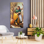 The Village Well Vertical Canvas Wall Painting