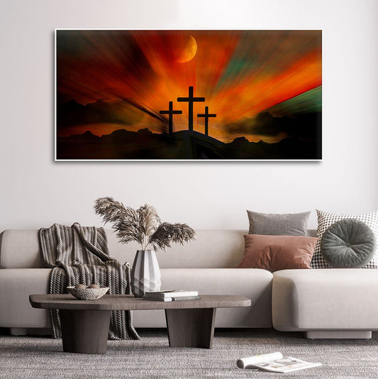 Three Cross Silhouette Canvas Wall Painting - Decor Smart