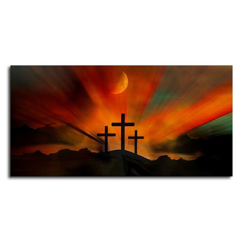 Three Cross Silhouette Canvas Wall Painting - Decor Smart