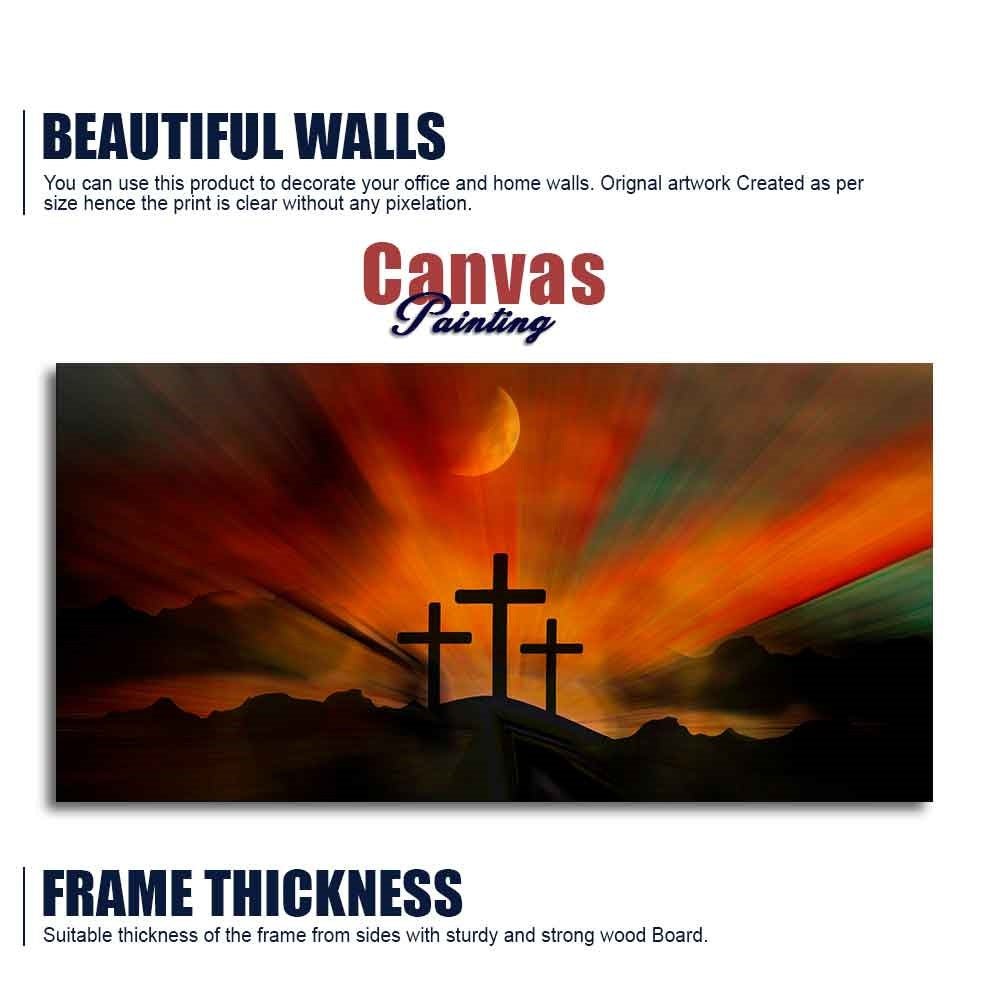 Three Cross Silhouette Canvas Wall Painting - Decor Smart