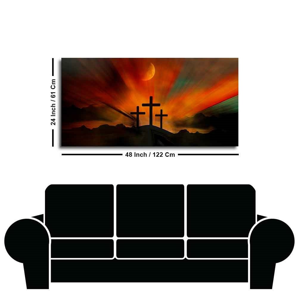 Three Cross Silhouette Canvas Wall Painting - Decor Smart