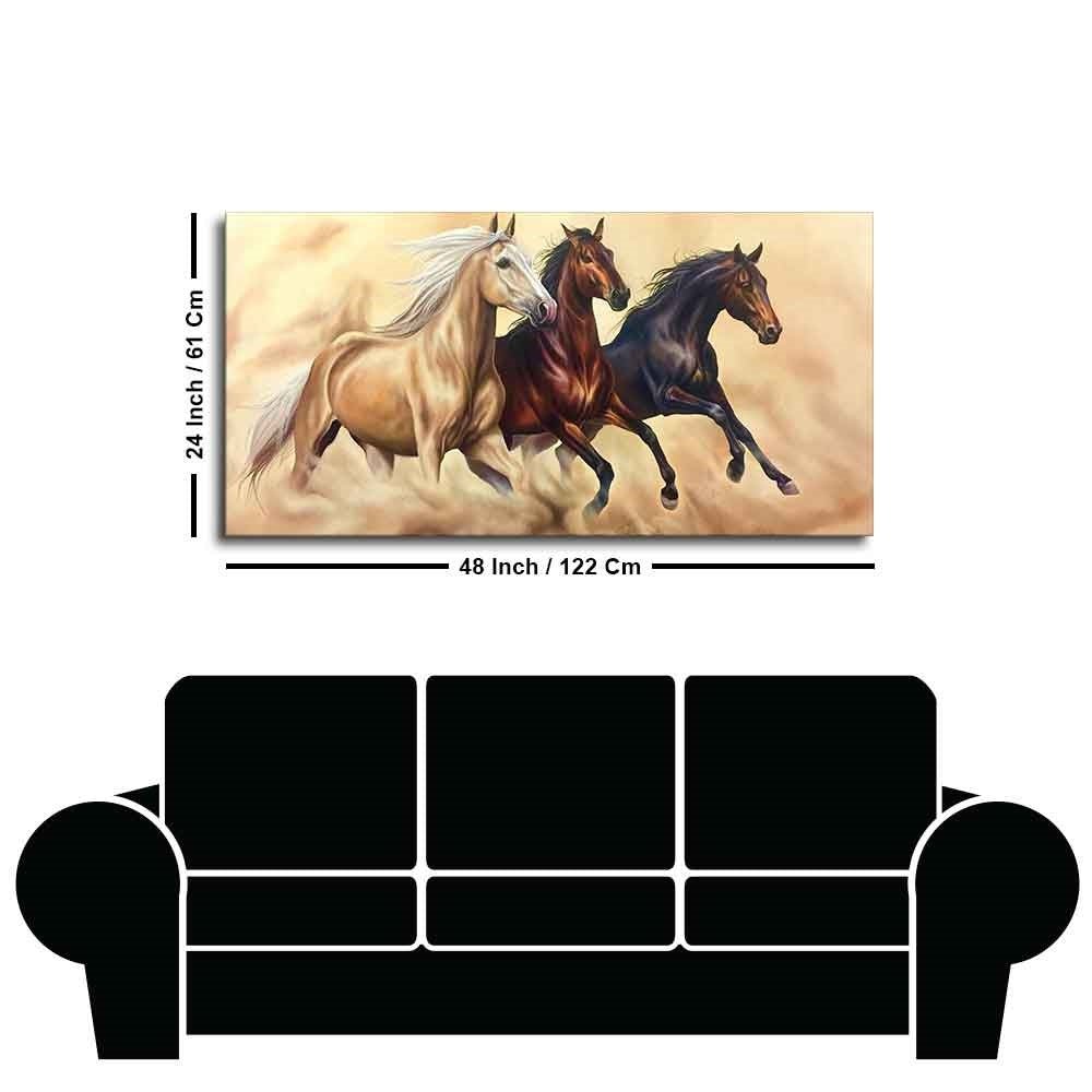 Three Running Horses Wall Painting – Premium Quality Decor - Decor Smart