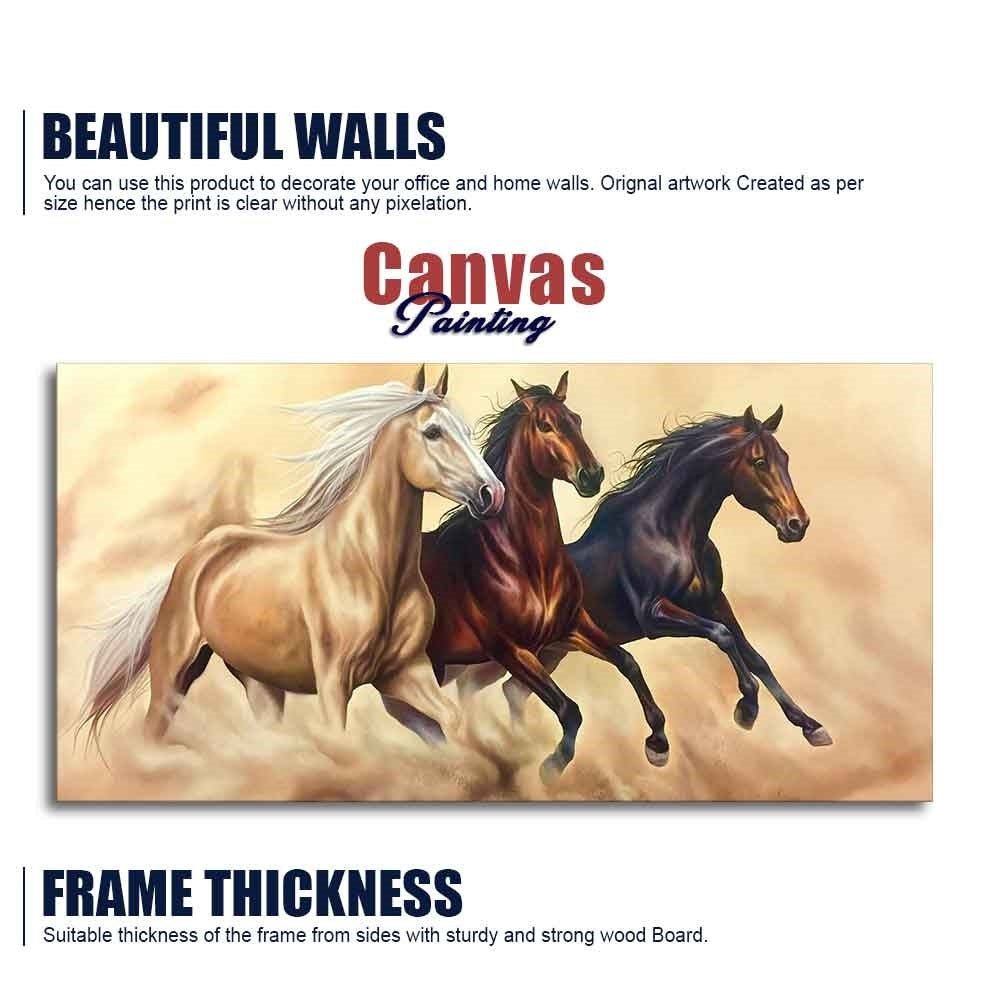 Three Running Horses Wall Painting – Premium Quality Decor - Decor Smart