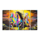 Three Running Horses Abstract Art Canvas Five Pieces Wall Painting - Decor Smart