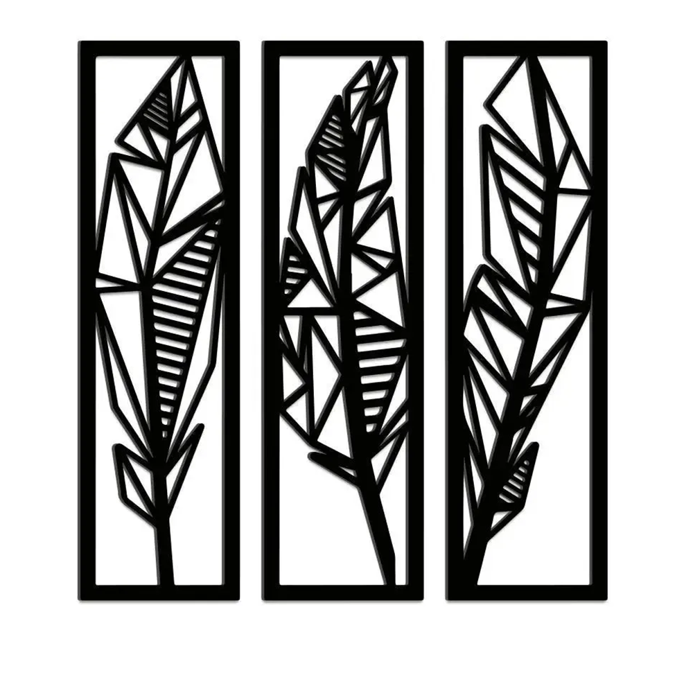 Three Tropical Leafs Frames Wall Metal Art Decor