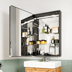 Touch LED Mirror Cabinet with Bold Vertical Light & Compact Storage