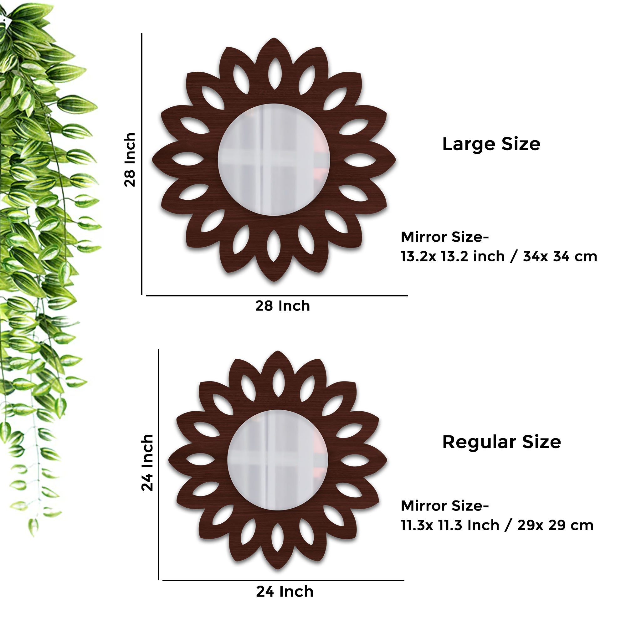 Traditional Antique Floral Designer Wooden Wall Mirror - Decor Smart