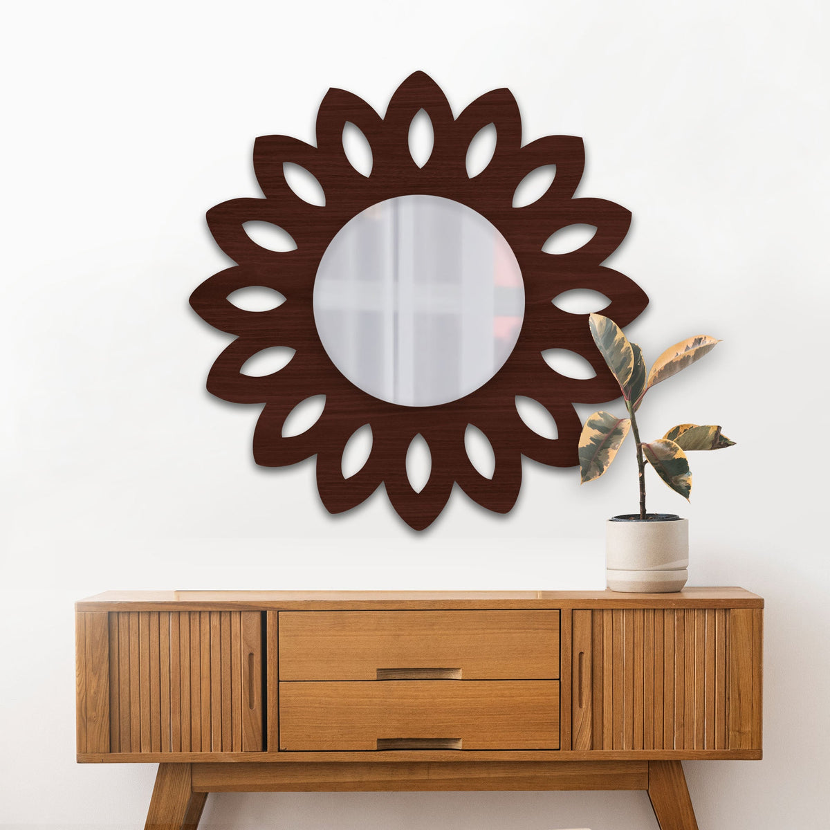 Traditional Antique Floral Designer Wooden Wall Mirror - Decor Smart