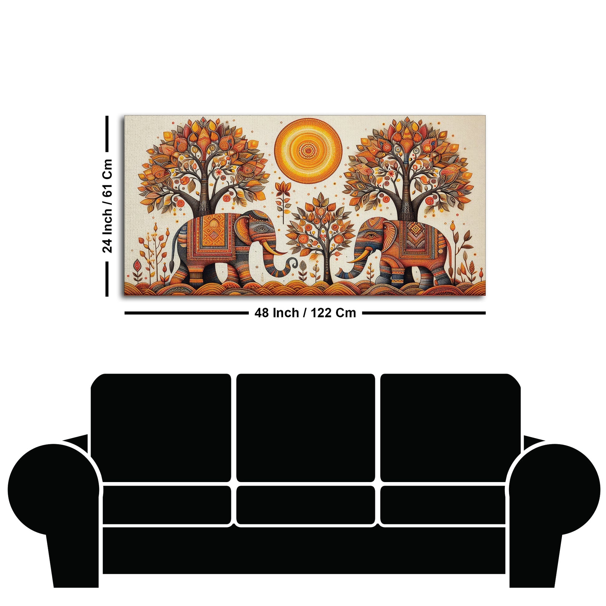 Traditional Elephant Art Canvas Wooden Wall Painting - Decor Smart