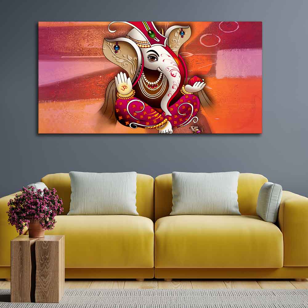 Traditional Lord Ganesh Canvas Wall Painting - Decor Smart