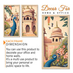 Traditional Mughal Garden View Wooden Wall Decor Frame Set of Three
