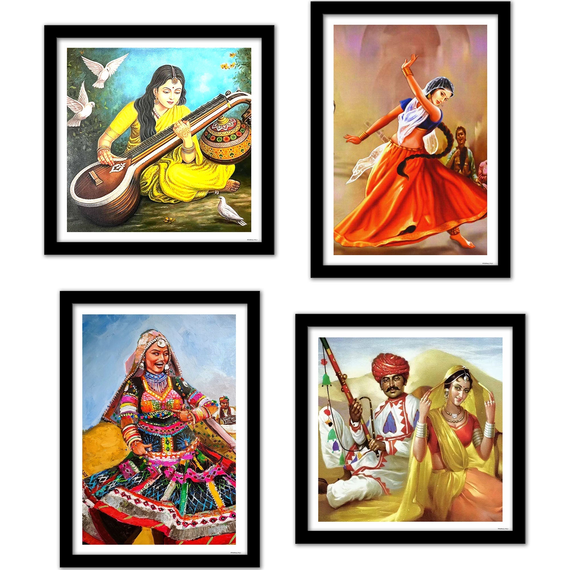 Traditional Rajasthani Culture Wall Frame Set of Four