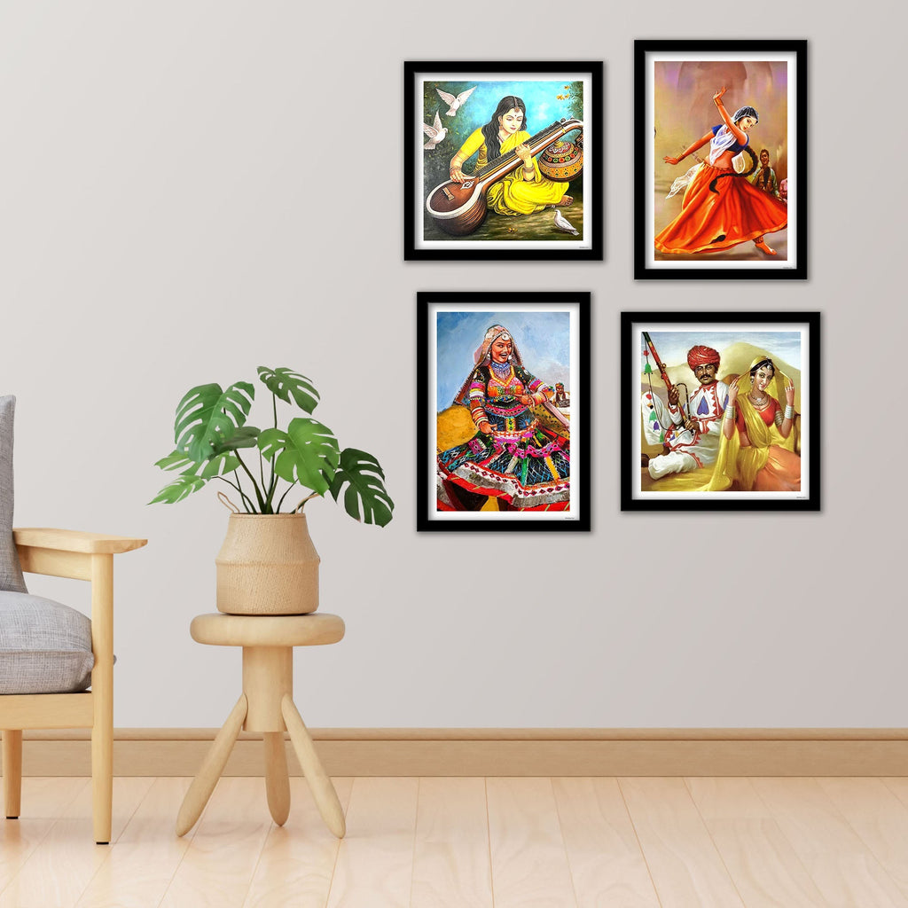 Traditional Rajasthani Culture Wall Frame Set of Four