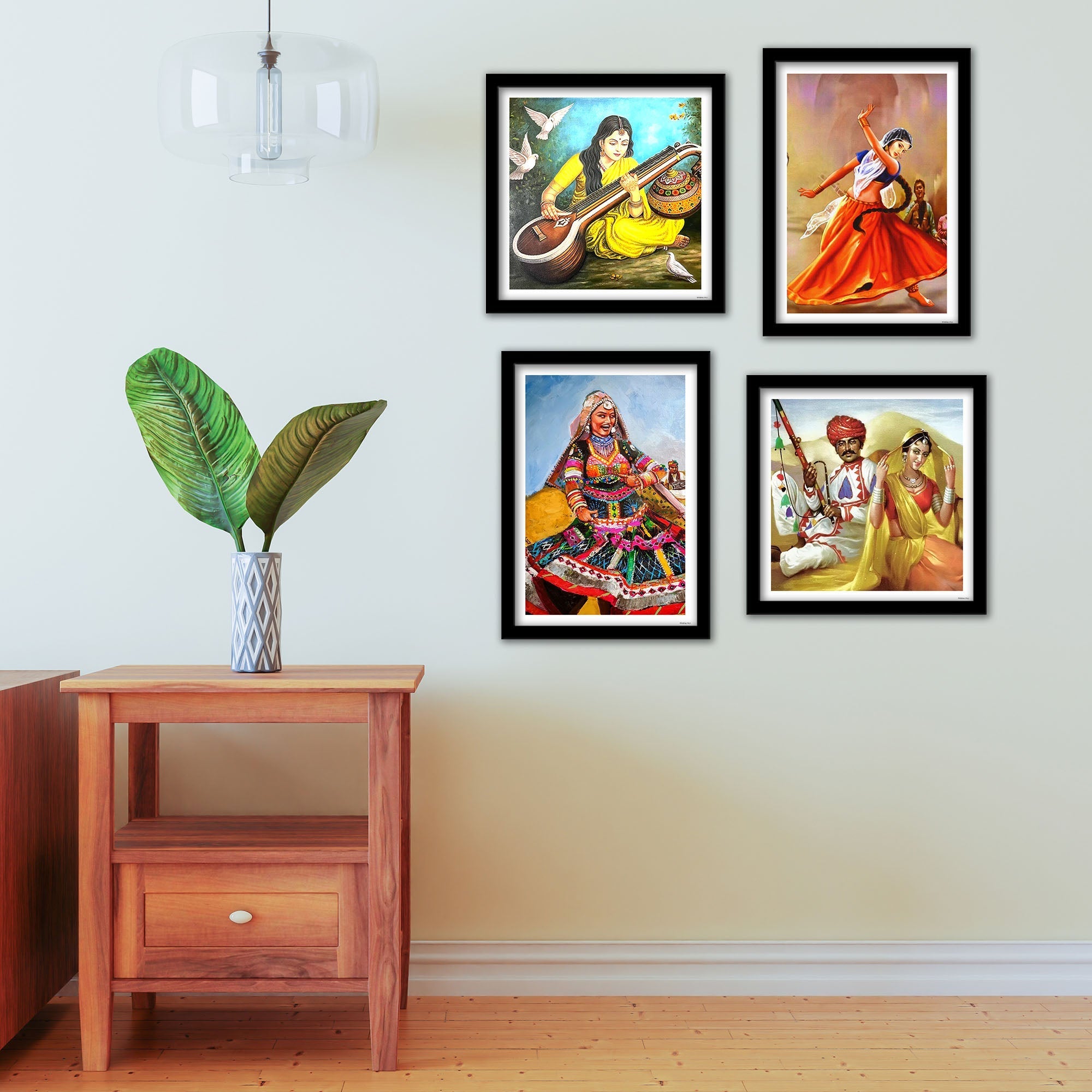 Traditional Rajasthani Culture Wall Frame Set of Four