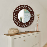 Traditional Style Floral Art Wooden Wall Mirror - Decor Smart