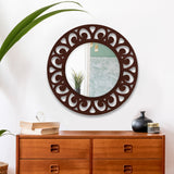 Traditional Style Floral Art Wooden Wall Mirror - Decor Smart