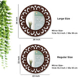Traditional Style Floral Art Wooden Wall Mirror - Decor Smart