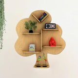 Tree Backlit Designer Wooden Wall Shelf / Book Shelf / Night Light, Light Oak Finish - Decor Smart