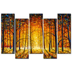 Tree Forest 5 Pieces Canvas Wall Painting