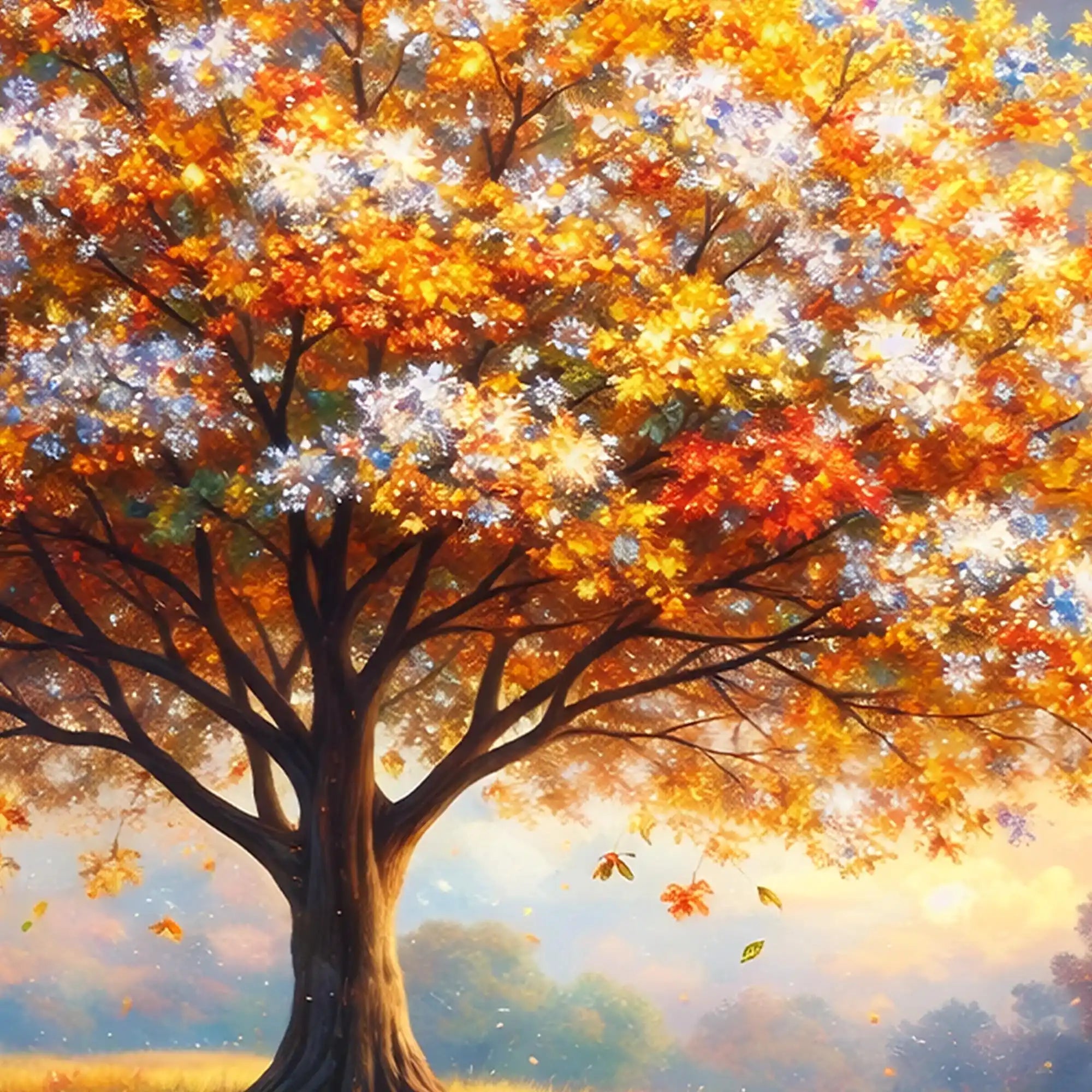 Tree of Life Crystal Glass Painting for Nature Décor