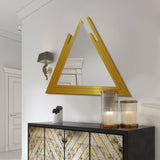 Triangle Shape Stylish Wooden Wall Mirror With Gold Texture - Decor Smart