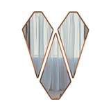 Tringle Shape Diamond Cut Copper Finish Vanity Mirrors Set Of 3 - Decor Smart