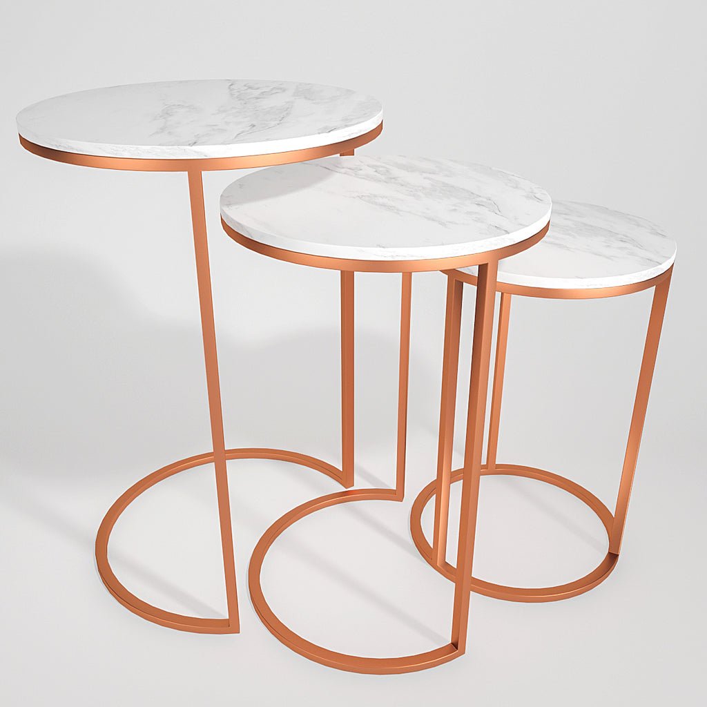 Trio Copper Premium Coffee Tables Set of 3 - Decor Smart