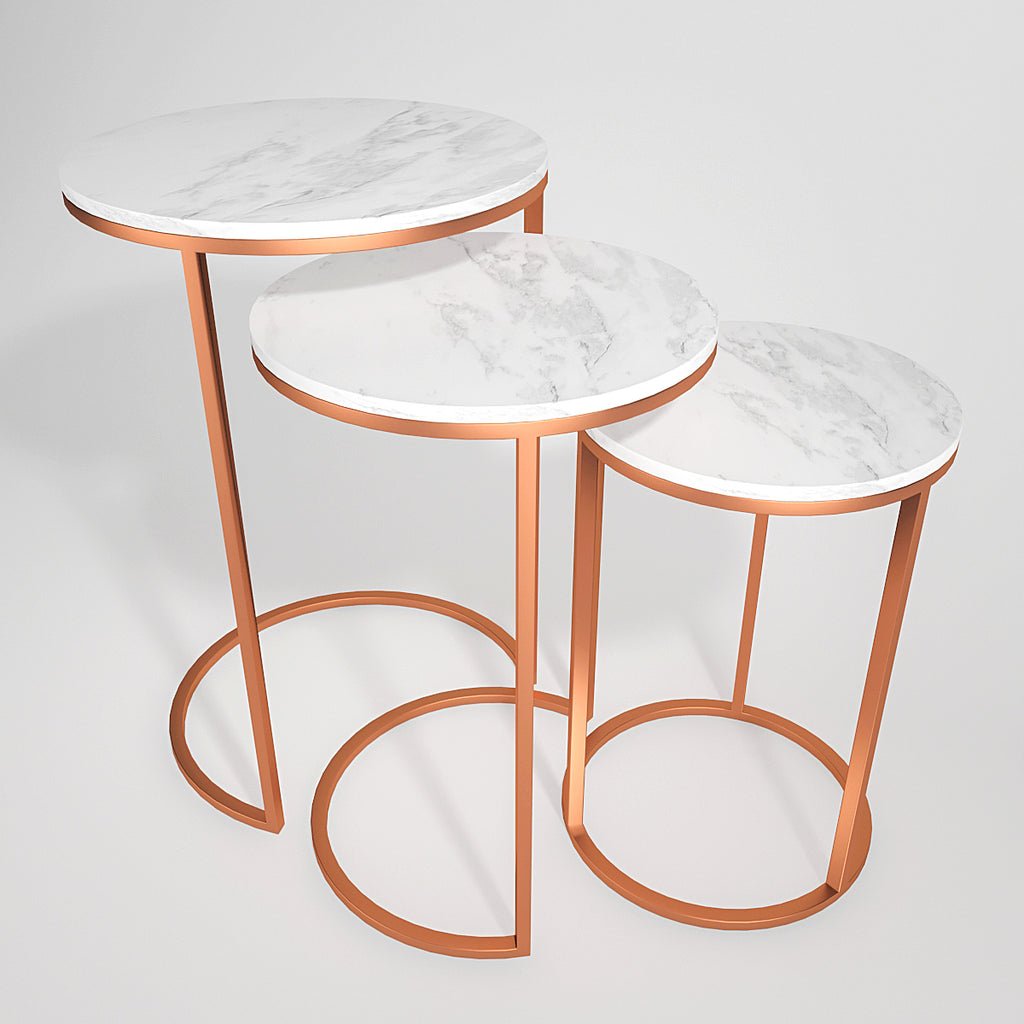 Trio Copper Premium Coffee Tables Set of 3 - Decor Smart