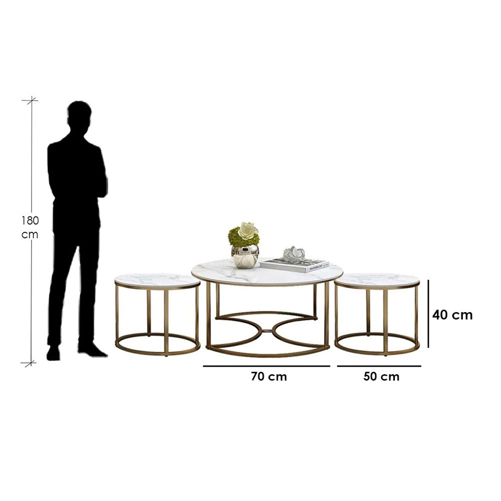 Trio Golden Nesting Tables Set of 3 - Decor Smart