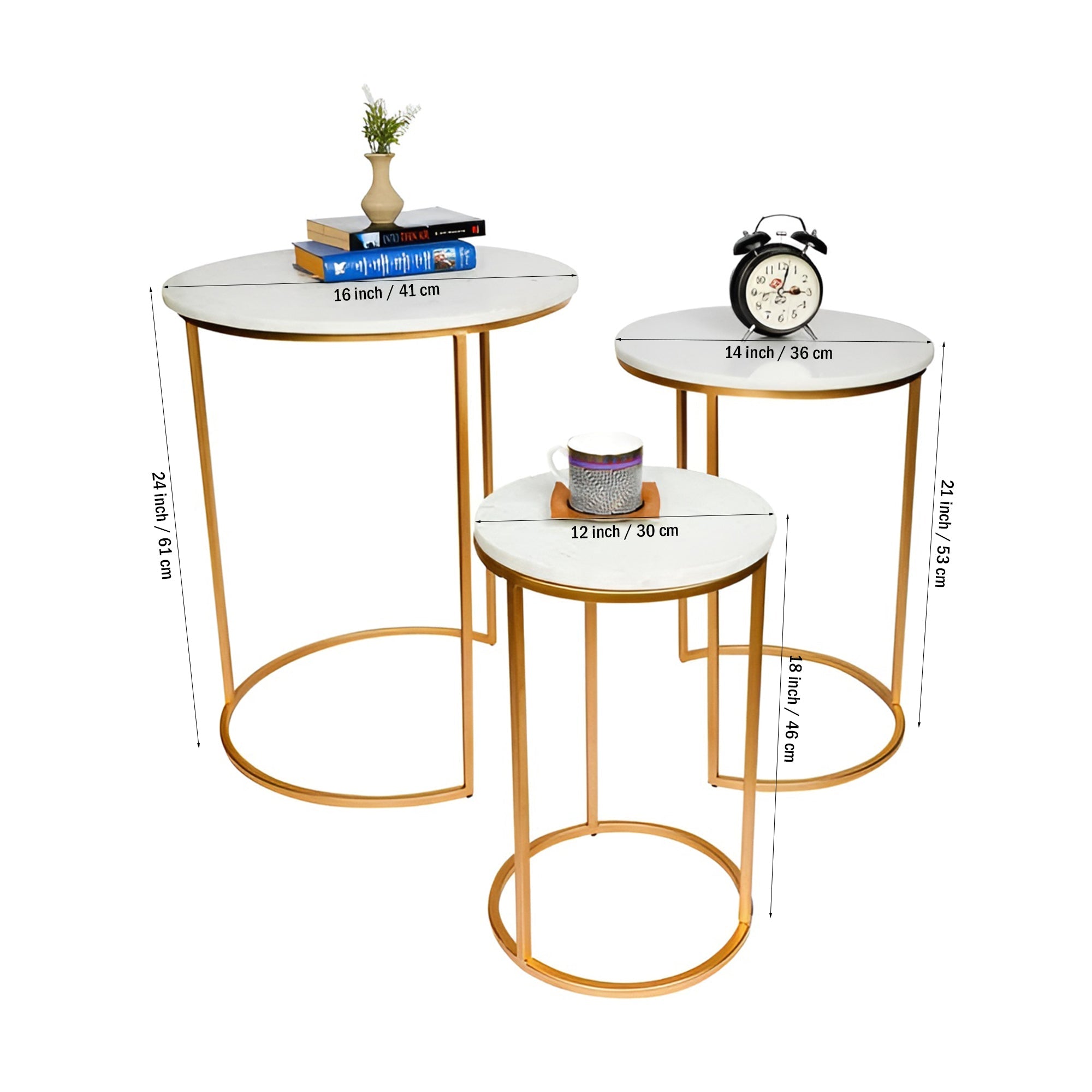 Trio Golden Premium Coffee Tables Set of 3 - Decor Smart