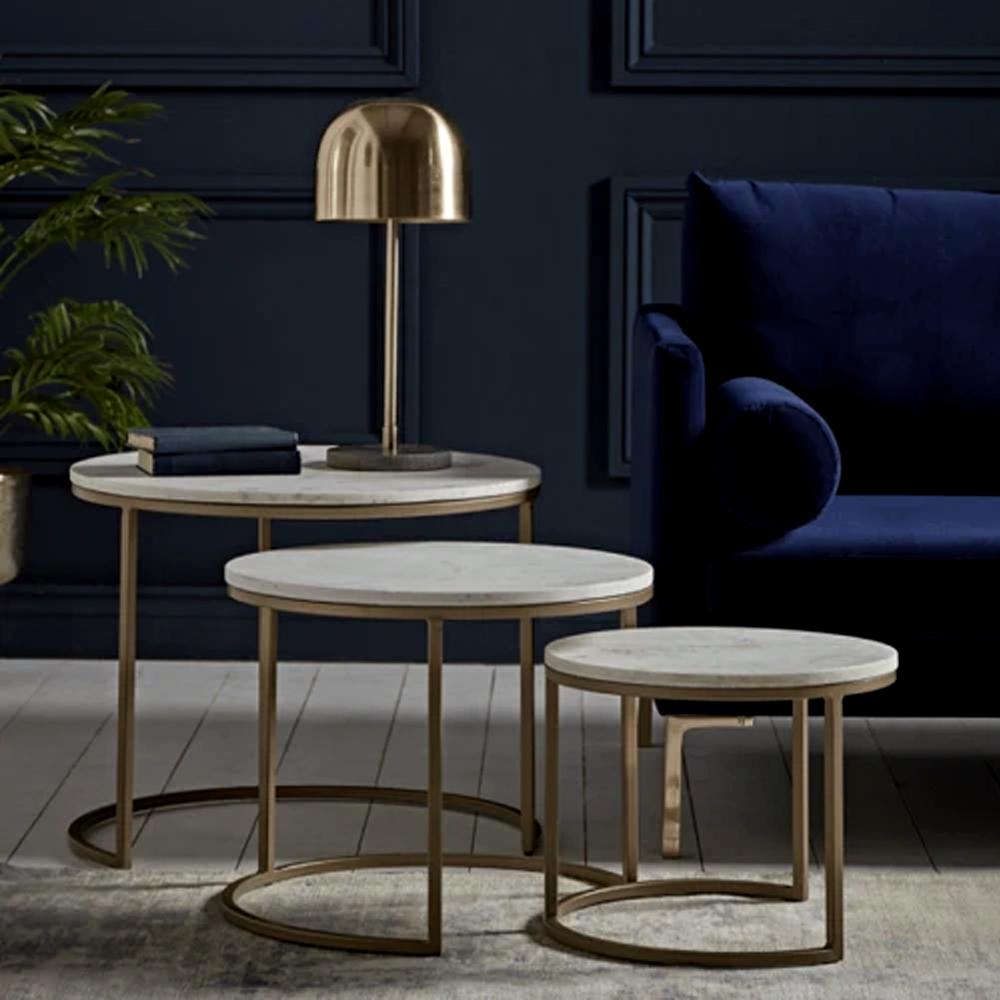 Trio Golden Premium Coffee Tables Set of 3 - Decor Smart