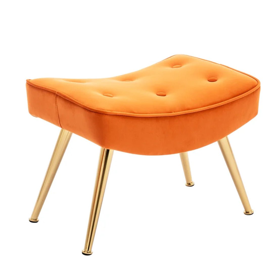 Tufted Long Back Orange Color Lounge Chair with Ottoman - Decor Smart