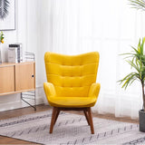 Tufted Long Back Royal Yellow Color Lounge Chair with Ottoman - Decor Smart