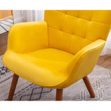 Tufted Long Back Royal Yellow Color Lounge Chair with Ottoman - Decor Smart