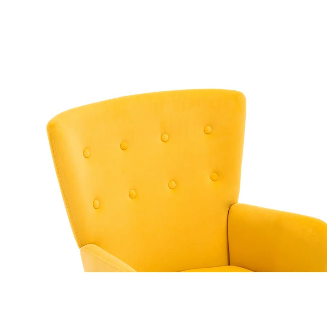Tufted Long Back Yellow Color Lounge Chair with Ottoman - Decor Smart